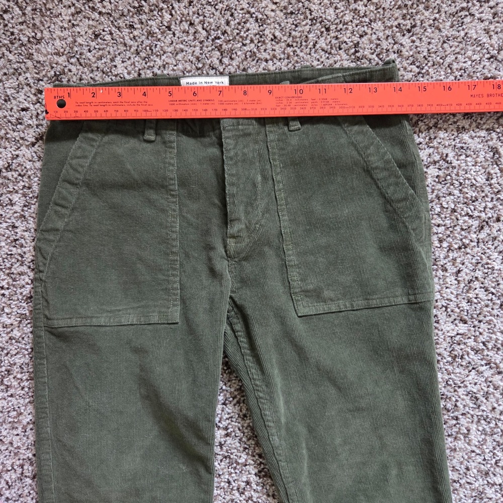 Nili Lotan Jenna Corduroy Pants Olive Green Slim Straight Raw Hem Womens Size 0 - Picture 3 of 7